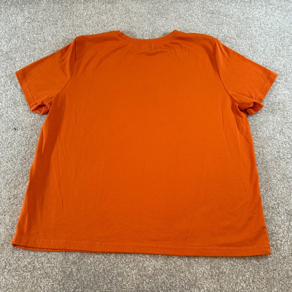 Orange Black Cats Autumn Leaves Embroidered Short Sleeve T-Shirt Large Halloween - Picture 6 of 6
